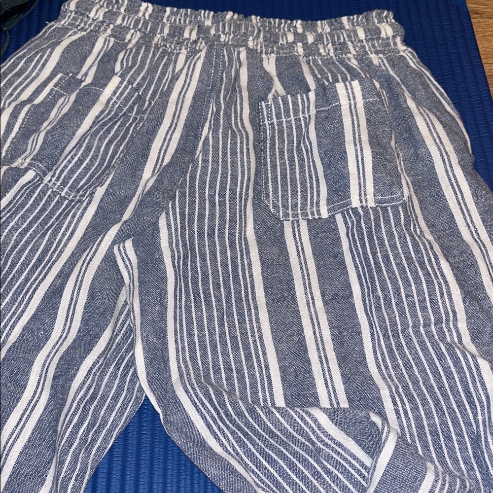 Rewash Blue and White Vertical-Stripe Wide Leg Pants - Picture 7 of 8